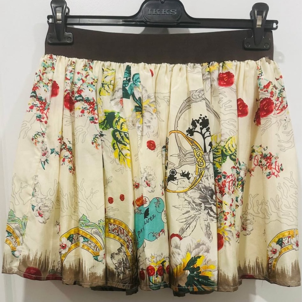 I.Code by KKS: Multicolor Floral Skirt with Brown Waistband